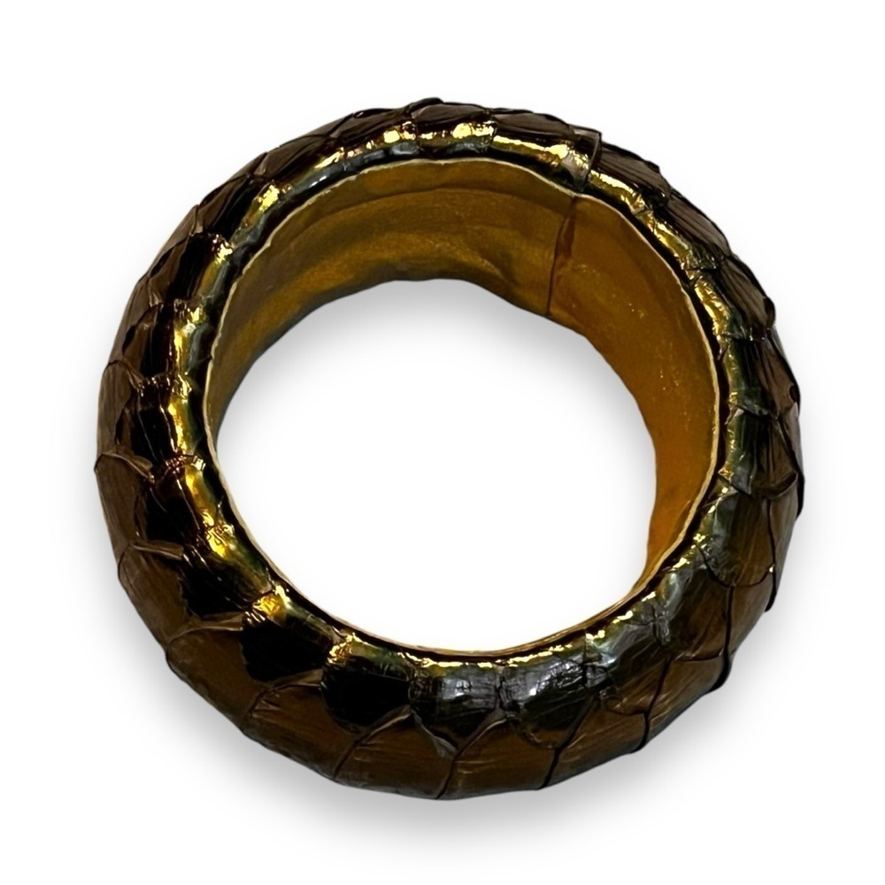 Ted Rossi Python Wrapped Bangle Bracelet Chunky 1… - image 4
